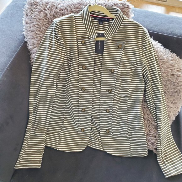 Tommy Hilfiger Jackets & Blazers - Tommy Hilfiger Military Striped Band Collar Jacket